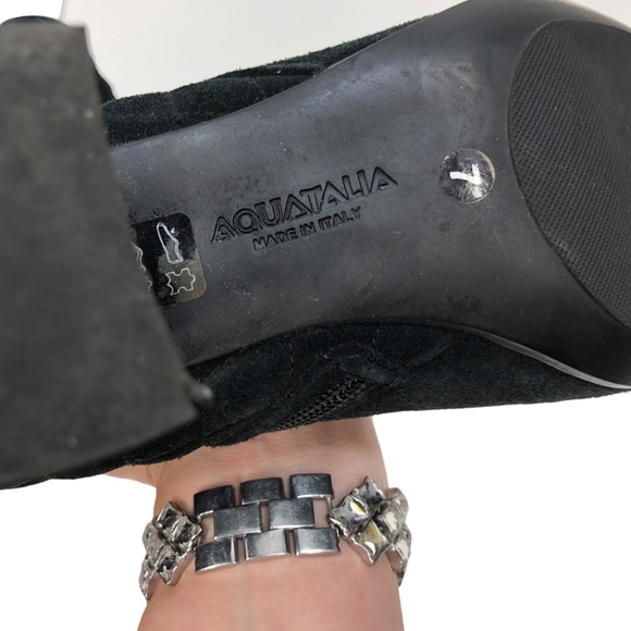 Black Aquatalia Quilted Leather Suede Booties Sz 7 - Picture 11 of 16